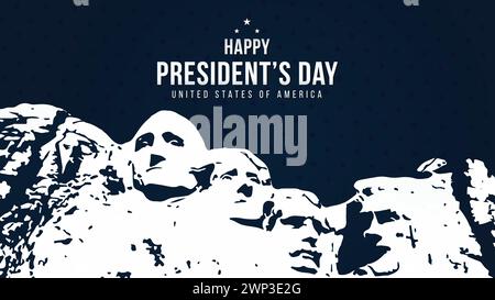 President`s Day Hintergrund Design Vektor Illustration Rushmore USA Präsidenten mit Text und Sternen Stock Vektor